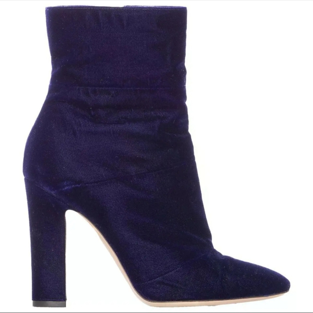 GIANVITO ROSSI Brandy Velvet Ankle Boots In Poseidon Dark Blue 37.